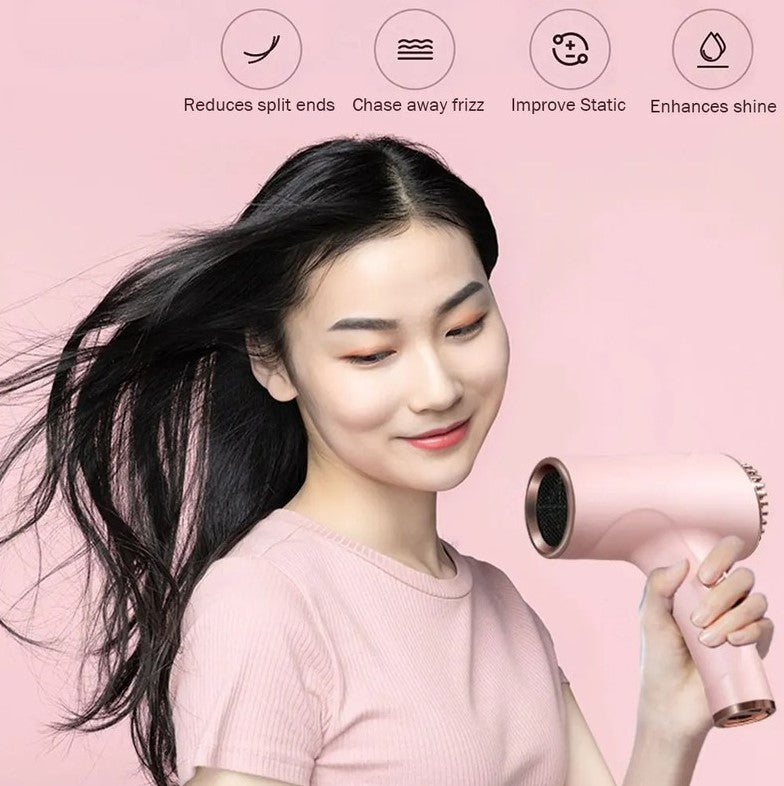 2600mAh Cordless Anion Blow Dryer Portable Hair Dryer 40/500W USB Rechargeable Powerful 2 Gears - Green