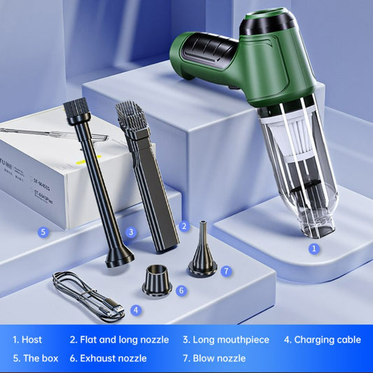 Car Mounted Mini Wireless Vacuum Cleaner for Both Dry And Wet Use, High-Power Portable High Suction - Green